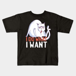 Funny Cat T-Shirt: I do what I want Cat licking Funny Kids T-Shirt